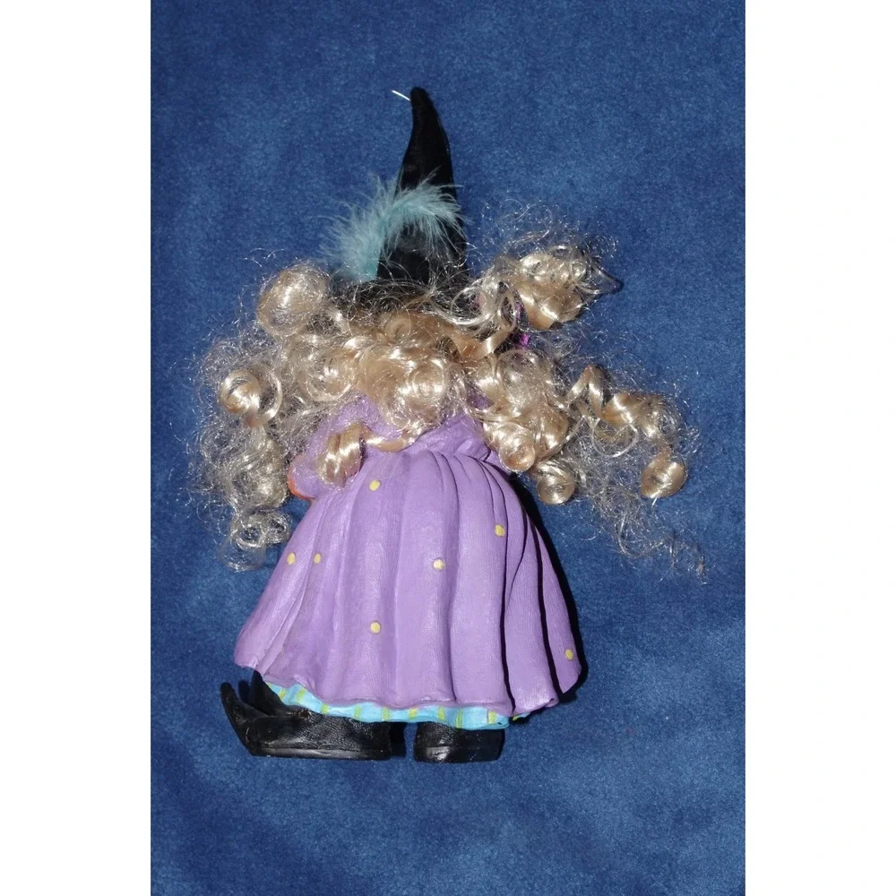 Vintage Rare HTF Novelty Halloween Witch Decor Blue Face Unique Cat Bat Cauldron